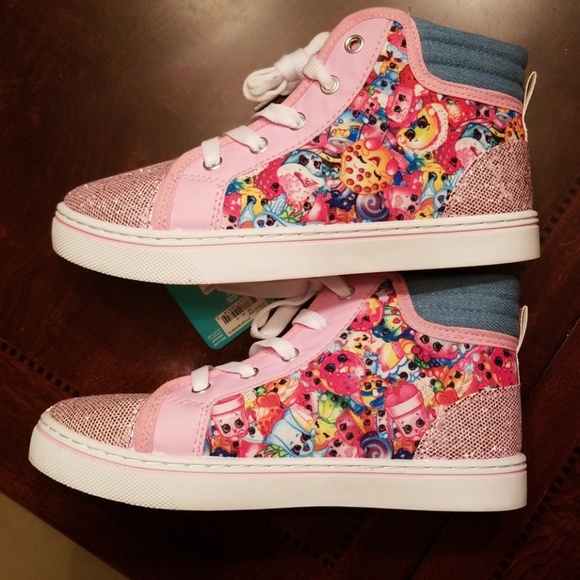 **SOLD*NWT Shopkins pink sparkle high top sneakers - Picture 2 of 8